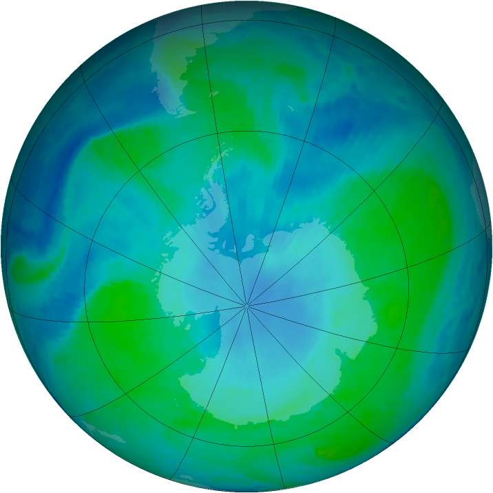 Antarctic ozone map for 01 February 1999